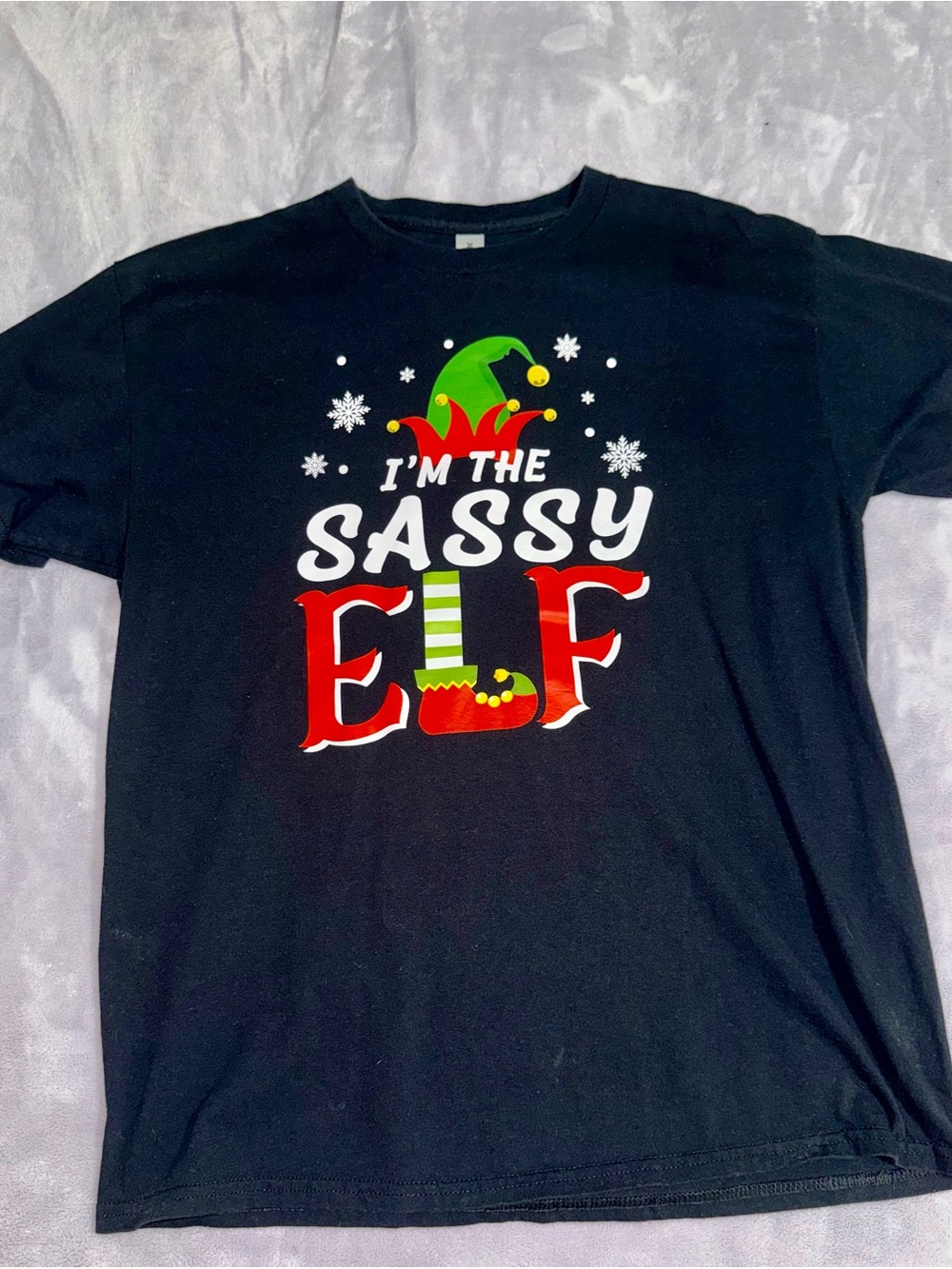 Gildan Black "I'm The Sassy Elf" Short Sleeve Tee
